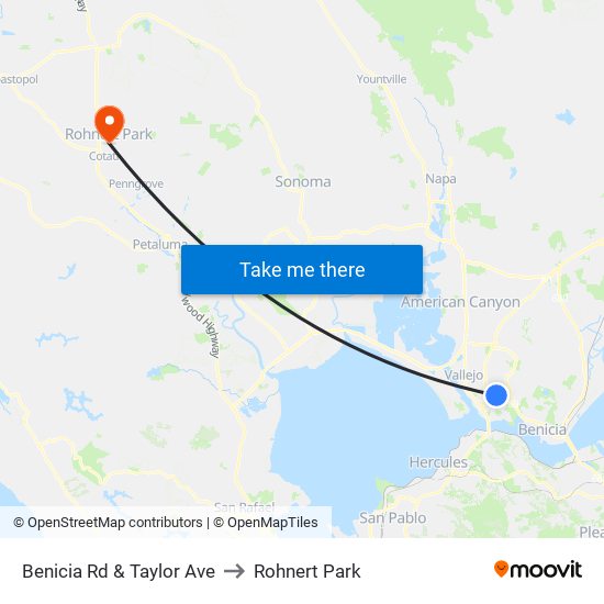 Benicia Rd & Taylor Ave to Rohnert Park map