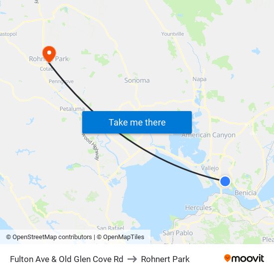 Fulton Ave & Old Glen Cove Rd to Rohnert Park map