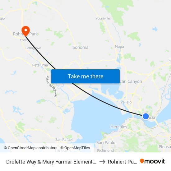 Drolette Way & Mary Farmar Elementary to Rohnert Park map