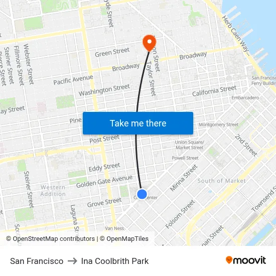 San Francisco to Ina Coolbrith Park map