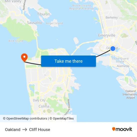 Oakland to Cliff House map