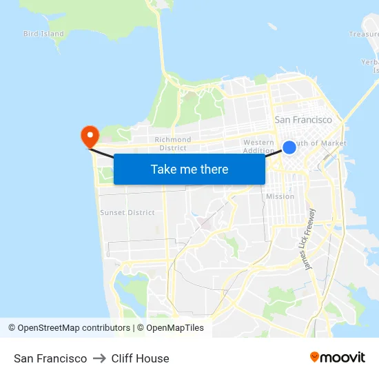 San Francisco to Cliff House map