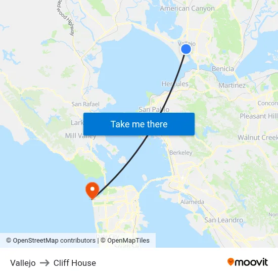 Vallejo to Cliff House map