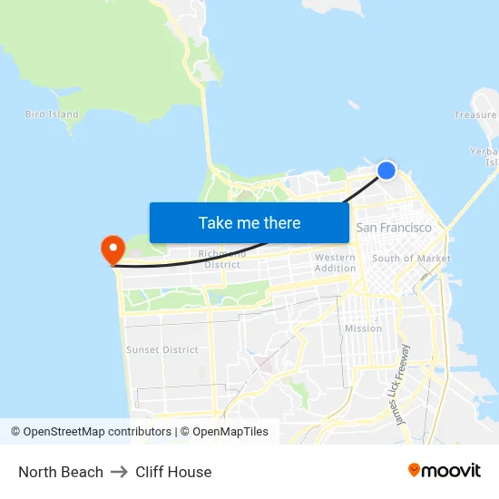 North Beach to Cliff House map