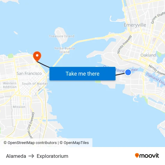 Alameda to Exploratorium map