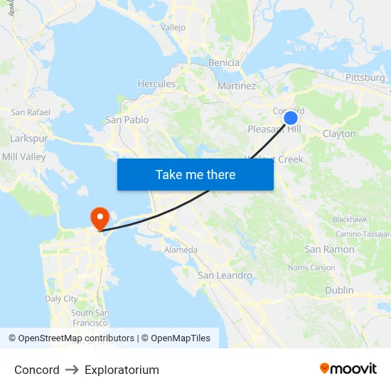 Concord to Exploratorium map