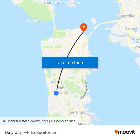 Daly City to Exploratorium map