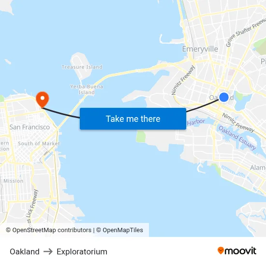 Oakland to Exploratorium map
