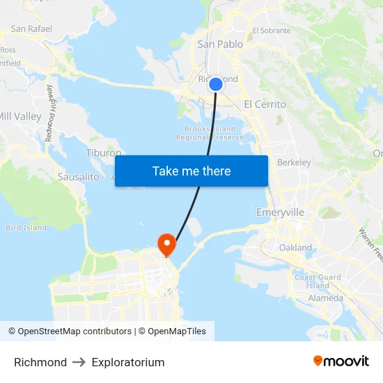 Richmond to Exploratorium map