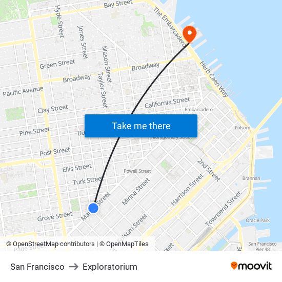 San Francisco to Exploratorium map