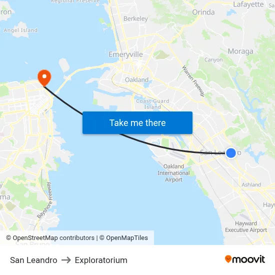 San Leandro to Exploratorium map