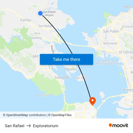 San Rafael to Exploratorium map