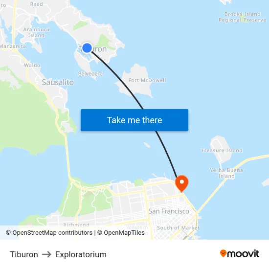 Tiburon to Exploratorium map