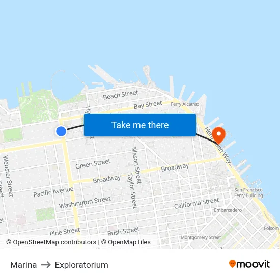Marina to Exploratorium map