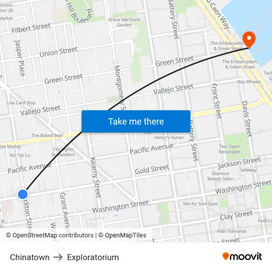 Chinatown to Exploratorium map