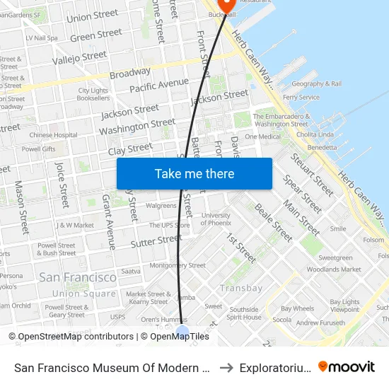 San Francisco Museum Of Modern Art to Exploratorium map