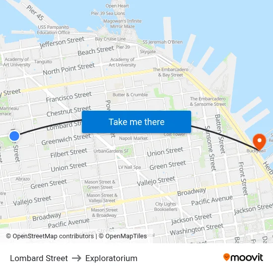 Lombard Street to Exploratorium map