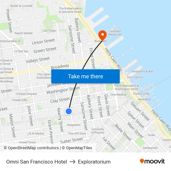 Omni San Francisco Hotel to Exploratorium map