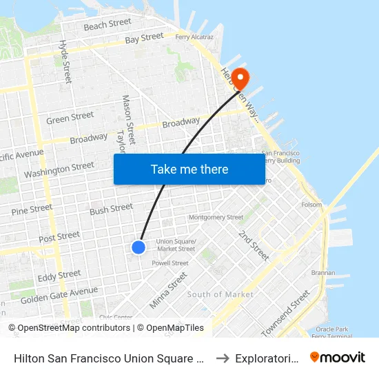 Hilton San Francisco Union Square Pool to Exploratorium map