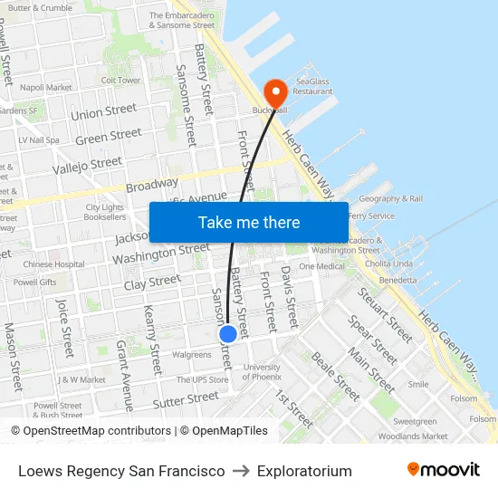 Loews Regency San Francisco to Exploratorium map