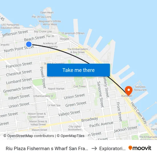 Riu Plaza Fisherman s Wharf San Francisco to Exploratorium map
