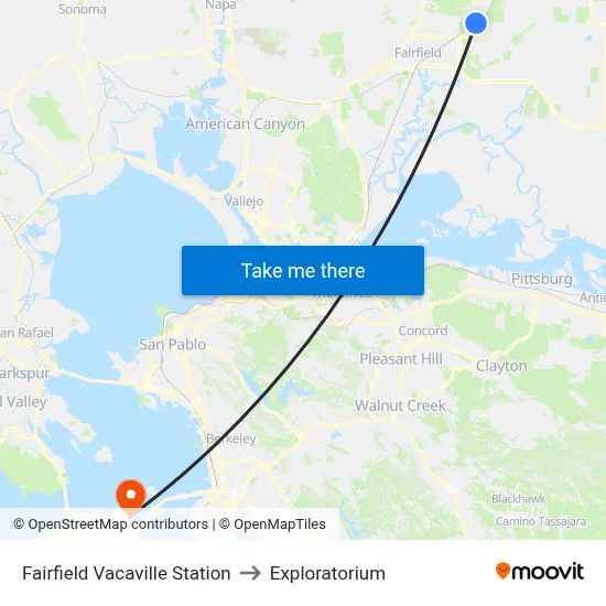 Fairfield Vacaville Station to Exploratorium map