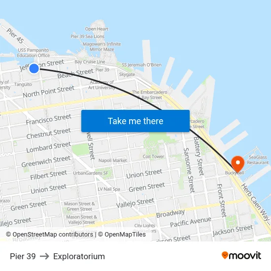 Pier 39 to Exploratorium map