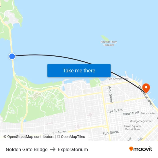 Golden Gate Bridge to Exploratorium map