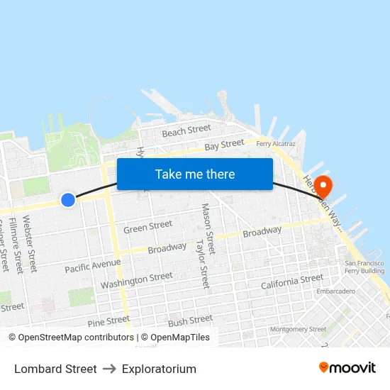 Lombard Street to Exploratorium map