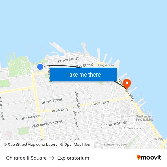 Ghirardelli Square to Exploratorium map