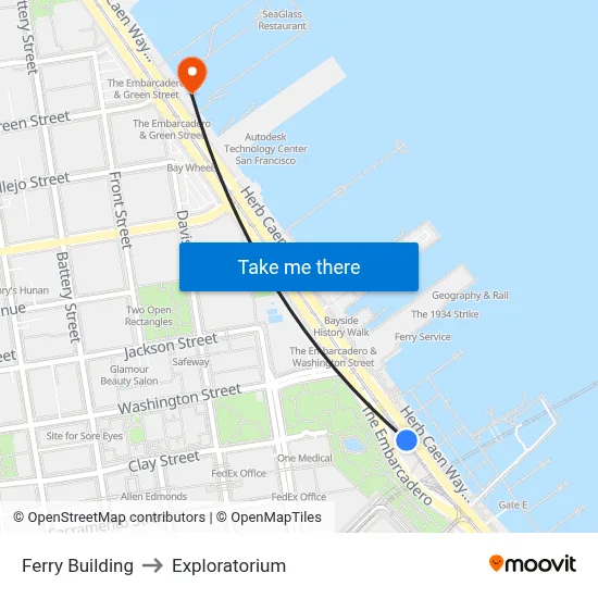 Ferry Building to Exploratorium map