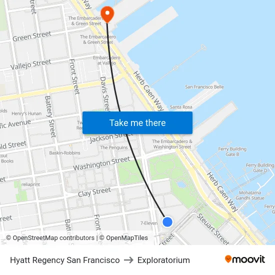 Hyatt Regency San Francisco to Exploratorium map