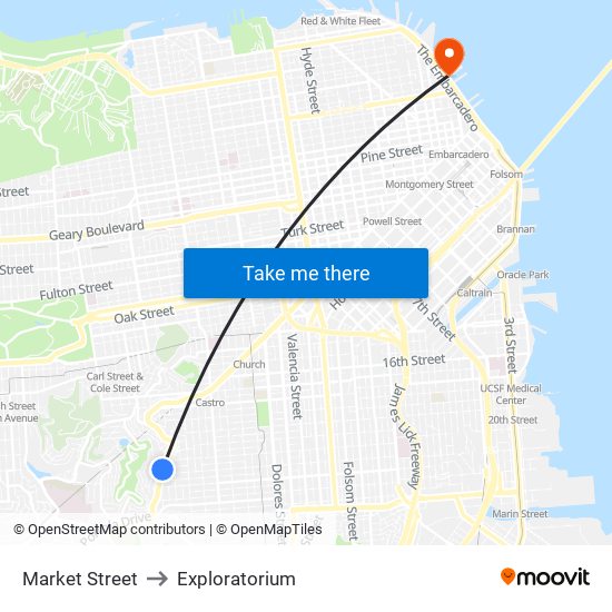 Market Street to Exploratorium map