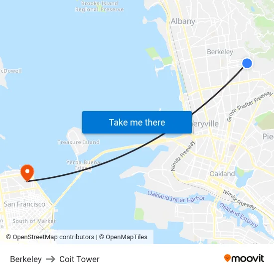 Berkeley to Coit Tower map