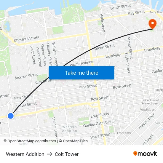 Western Addition to Coit Tower map