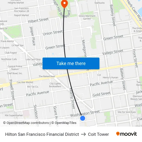 Hilton San Francisco Financial District to Coit Tower map