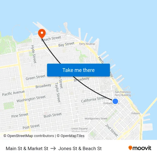 Main St & Market St to Jones St & Beach St map