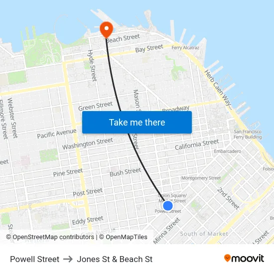 Powell Street to Jones St & Beach St map