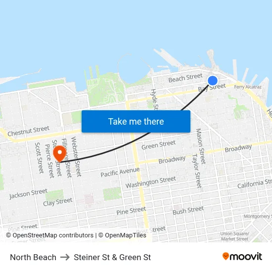 North Beach to Steiner St & Green St map
