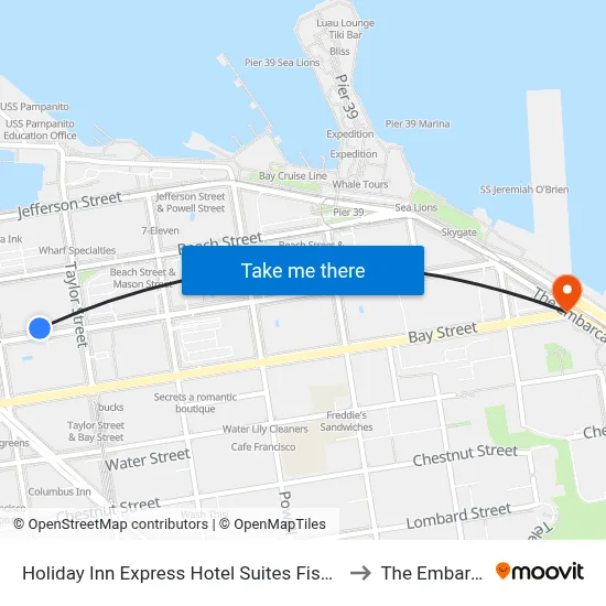 Holiday Inn Express Hotel Suites Fisherman s Wharf an IHG Hotel San Francisco to The Embarcadero & Bay St map