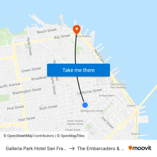 Galleria Park Hotel San Francisco to The Embarcadero & Bay St map