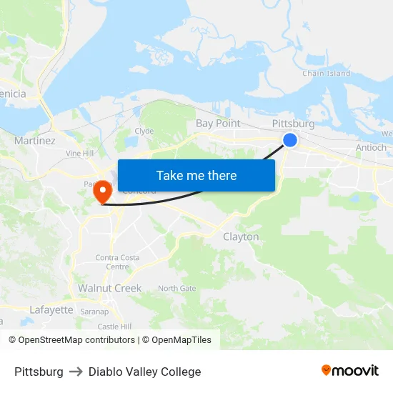 Pittsburg to Diablo Valley College map