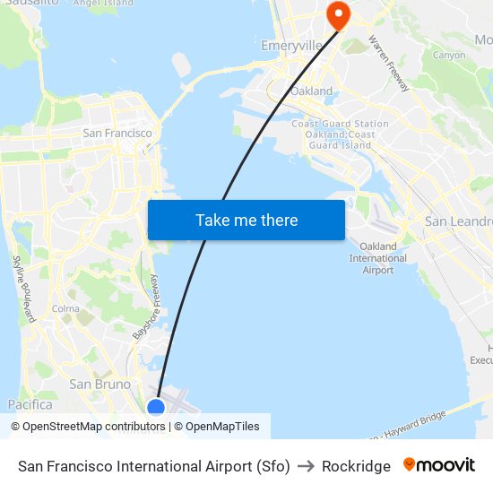 San Francisco International Airport (Sfo) to Rockridge map