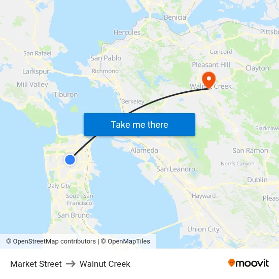 Market Street to Walnut Creek map