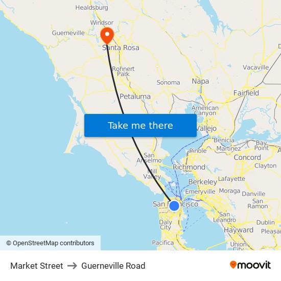 Market Street to Guerneville Road map