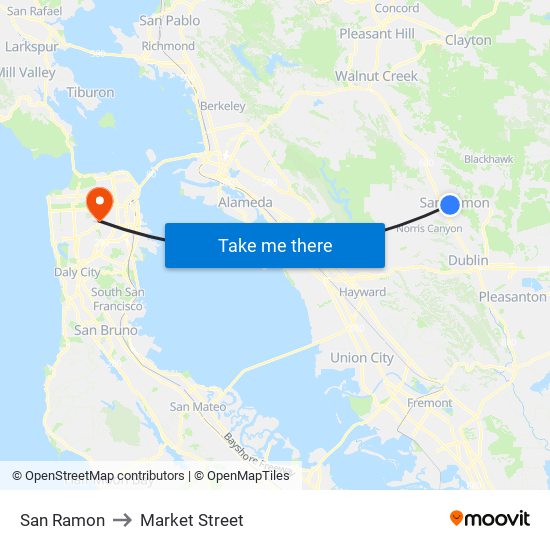 San Ramon to Market Street map