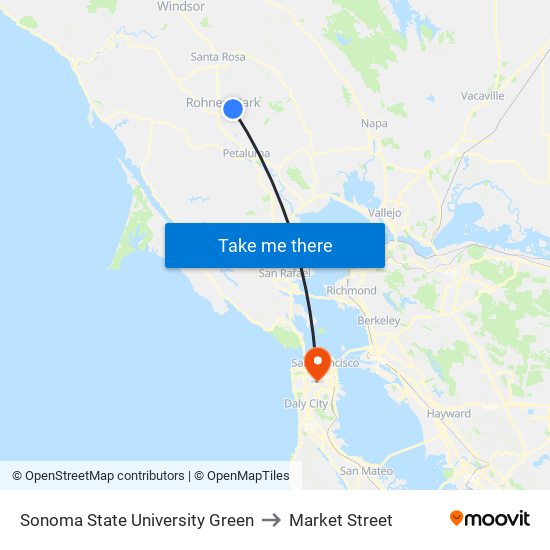 Sonoma State University Green to Market Street map