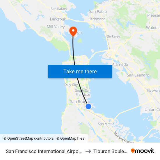 San Francisco International Airport (Sfo) to Tiburon Boulevard map