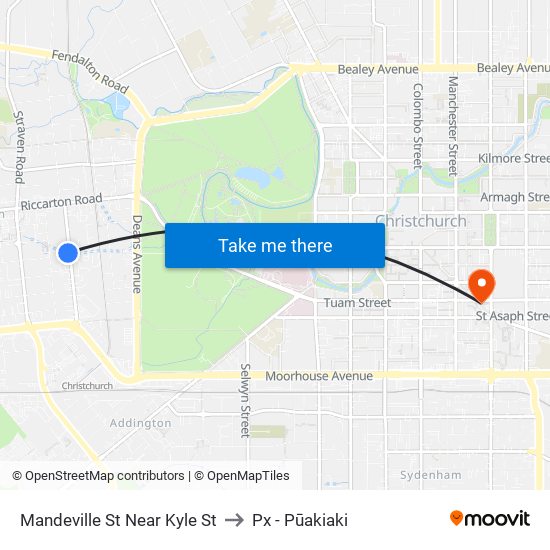 Mandeville St Near Kyle St to Px - Pūakiaki map
