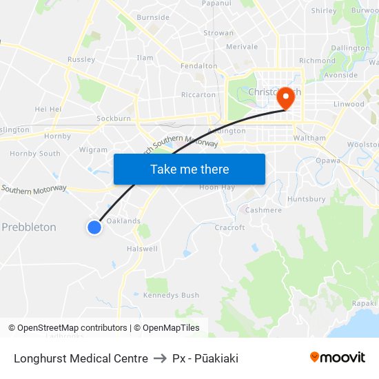 Longhurst Medical Centre to Px - Pūakiaki map